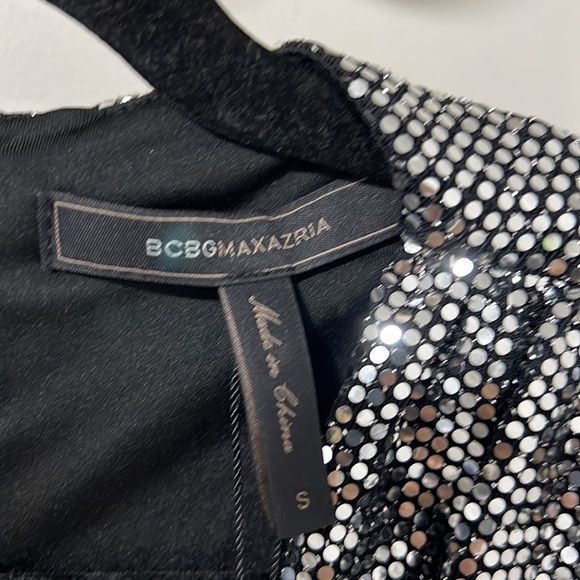 BCBG Maxazria Long Sleeve Metallic Cocktail Dress - Picture 7 of 9